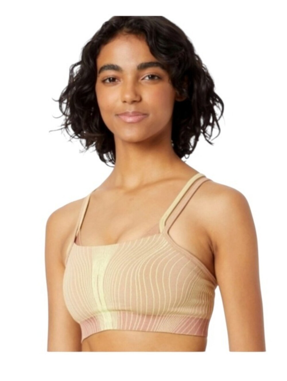 Nike Yoga Dri-Fit ADV Indy Athletic Sports Bra Racerback Tan Cream Yellow Small